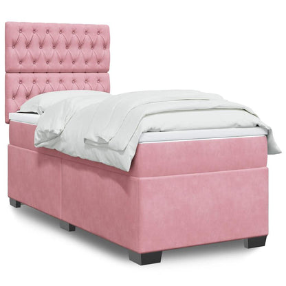 Box Spring Postel S Matrací Samet Růžová
