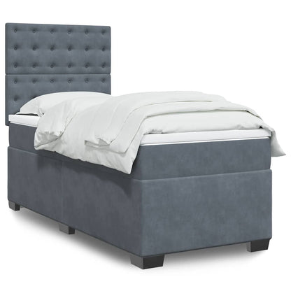 Box Spring Postel S Matrací Samet Tmavě Šedá