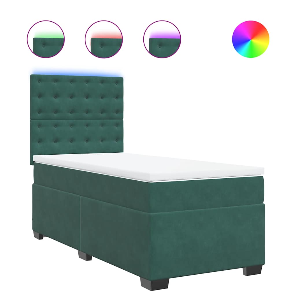 Box Spring Postel S Matrací Samet Tmavě Zelená