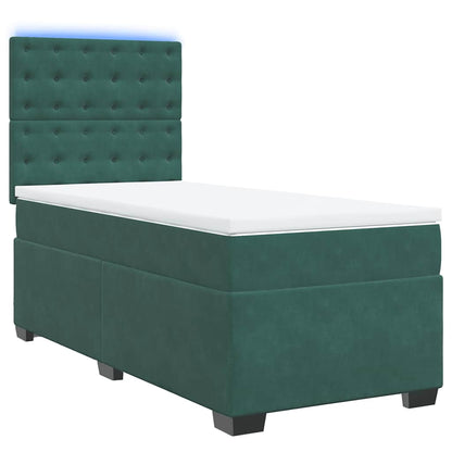 Box Spring Postel S Matrací Samet Tmavě Zelená
