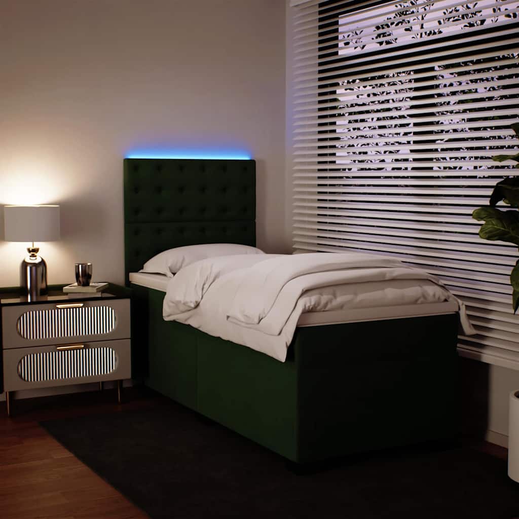 Box Spring Postel S Matrací Samet Tmavě Zelená