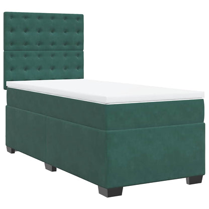 Box Spring Postel S Matrací Samet Tmavě Zelená