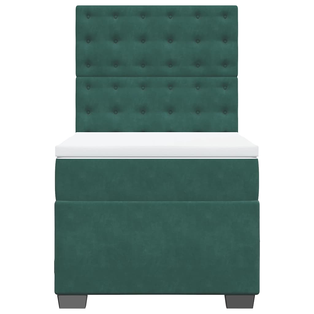 Box Spring Postel S Matrací Samet Tmavě Zelená