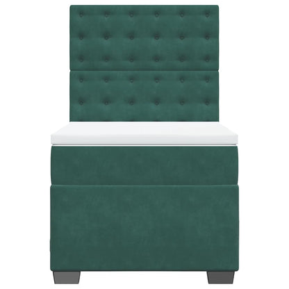 Box Spring Postel S Matrací Samet Tmavě Zelená