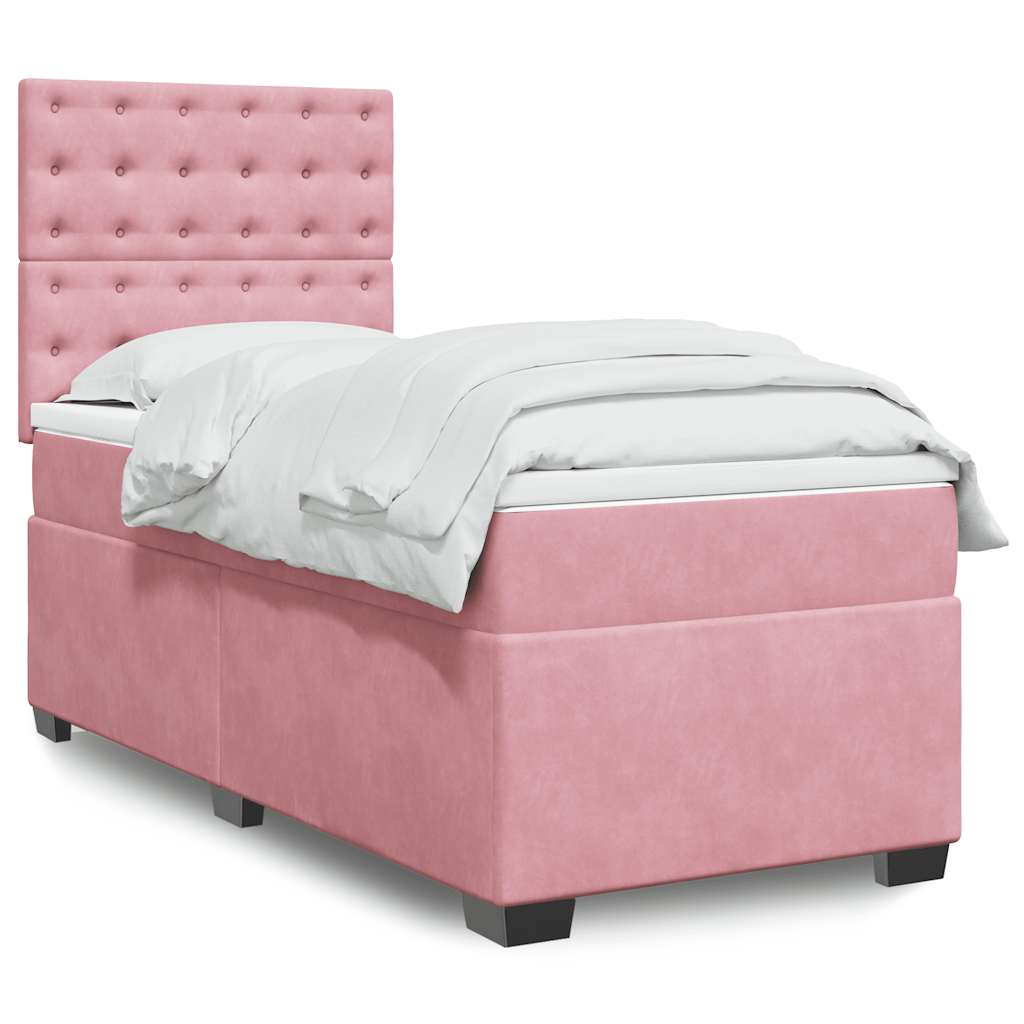 Box Spring Postel S Matrací Samet Růžová