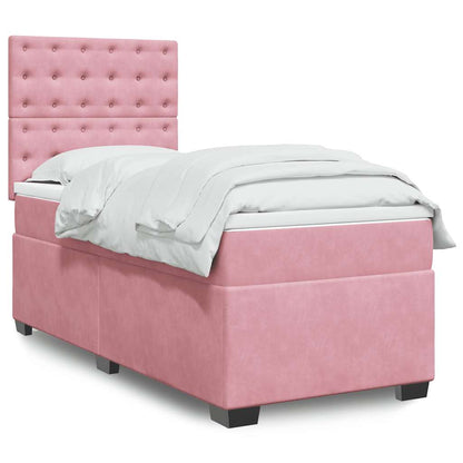 Box Spring Postel S Matrací Samet Růžová