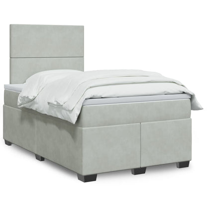 Box Spring Postel S Matrací Samet Světle Šedá