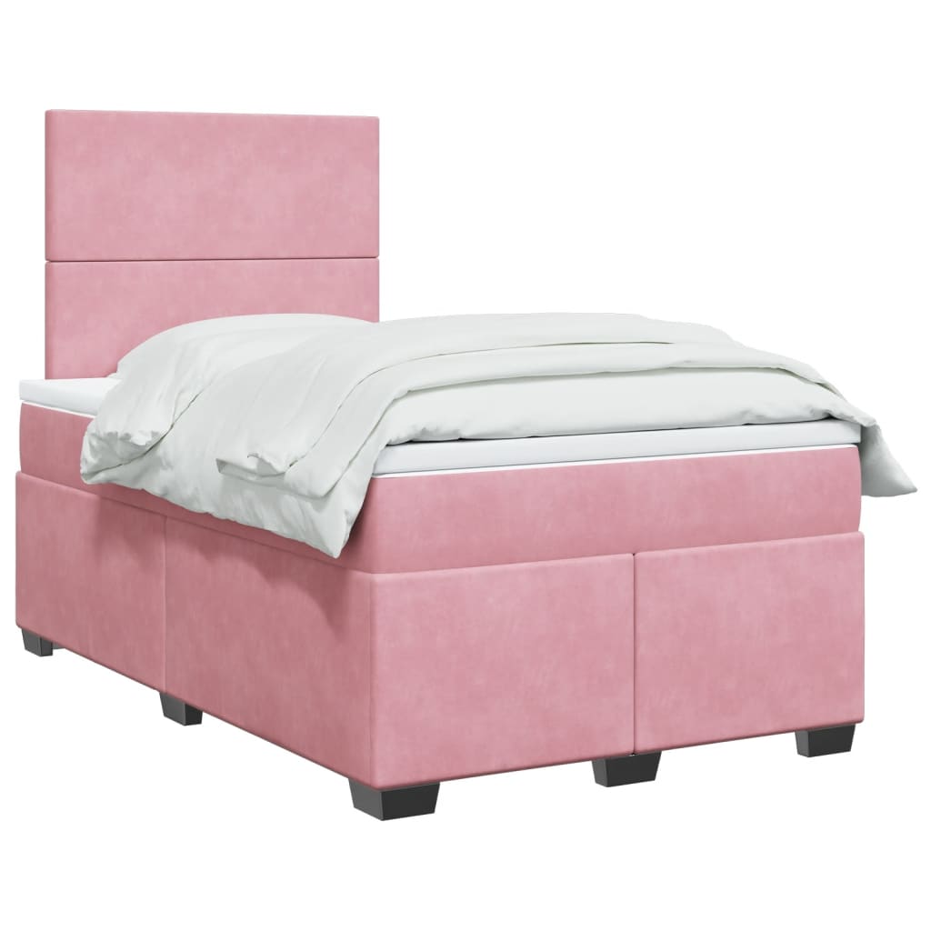 Box Spring Postel S Matrací Samet Růžová