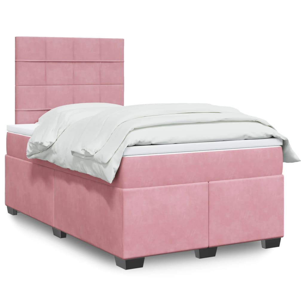 Box Spring Postel S Matrací Samet Růžová