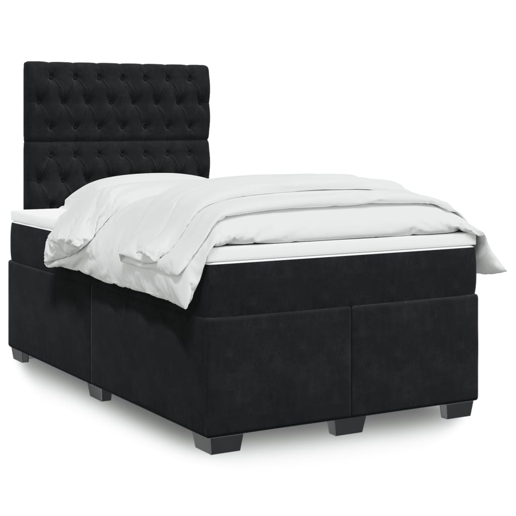 Box Spring Postel S Matrací Černá Samet Černá