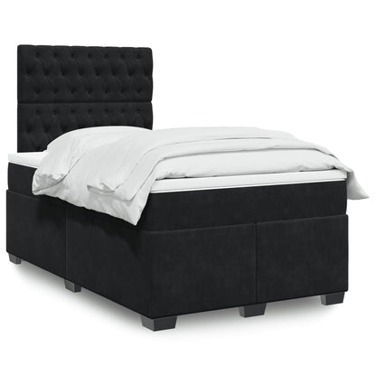 Box Spring Postel S Matrací Černá Samet Černá