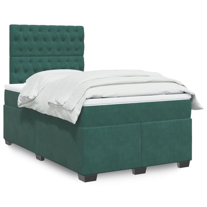 Box Spring Postel S Matrací Samet Tmavě Zelená