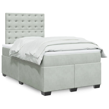 Box Spring Postel S Matrací Samet Světle Šedá