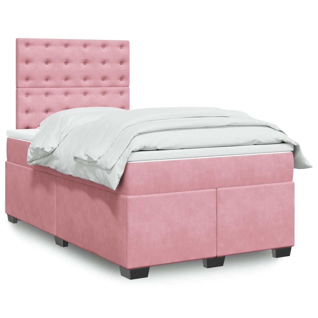 Box Spring Postel S Matrací Samet Růžová