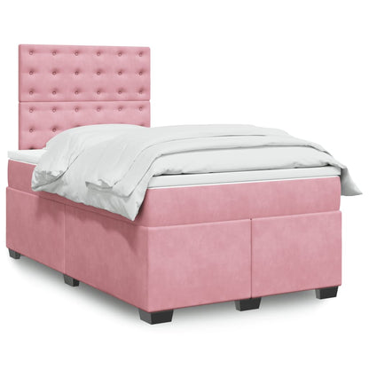 Box Spring Postel S Matrací Samet Růžová