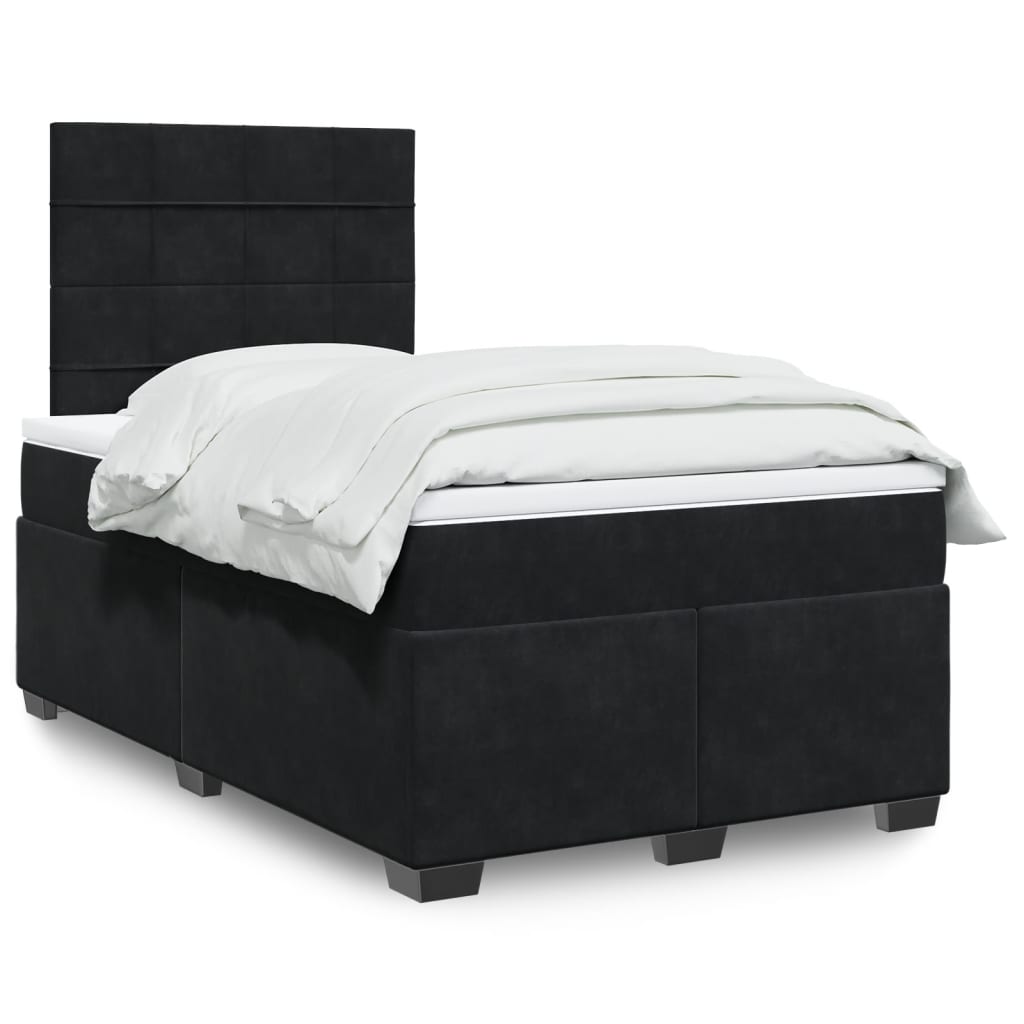 Box Spring Postel S Matrací Černá Samet Černá
