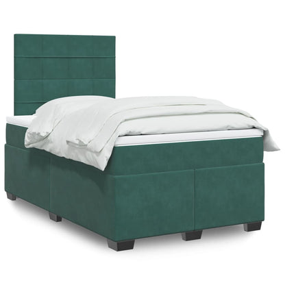 Box Spring Postel S Matrací Samet Tmavě Zelená