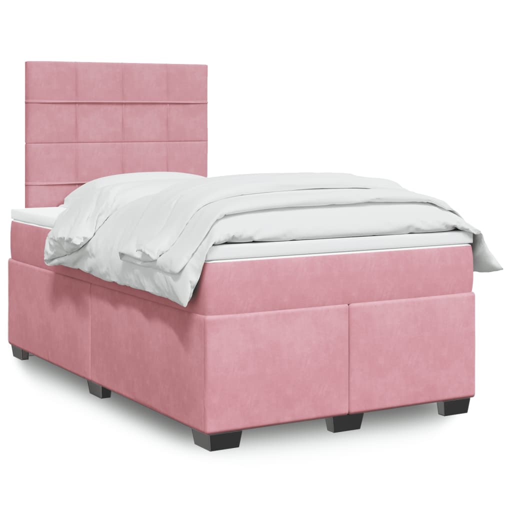 Box Spring Postel S Matrací Samet Růžová