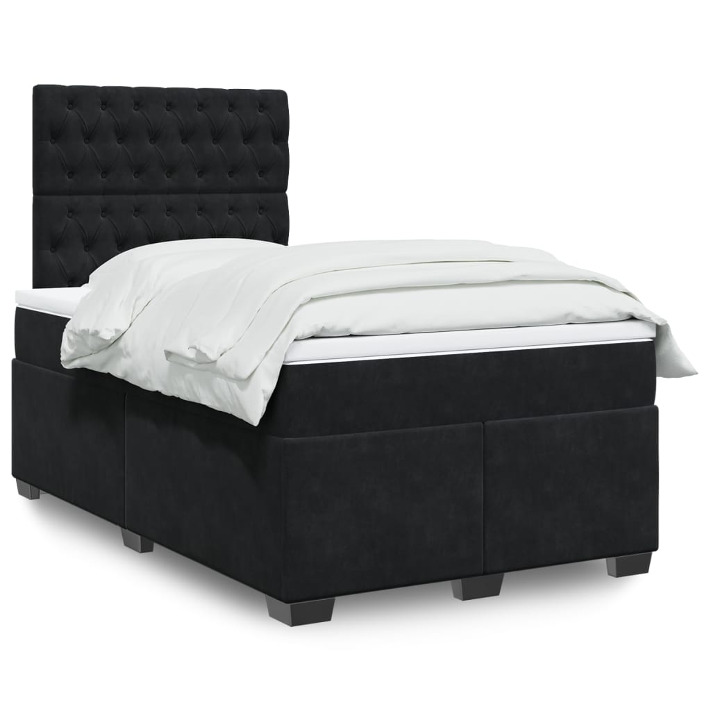 Box Spring Postel S Matrací Černá Samet Černá