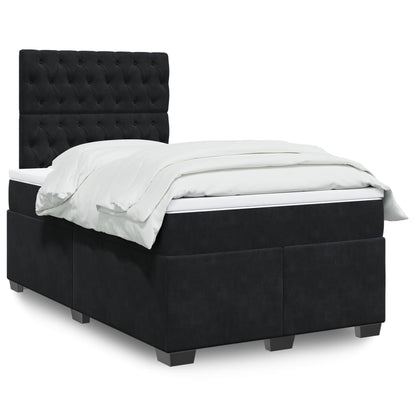 Box Spring Postel S Matrací Černá Samet Černá