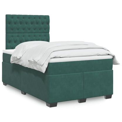 Box Spring Postel S Matrací Samet Tmavě Zelená