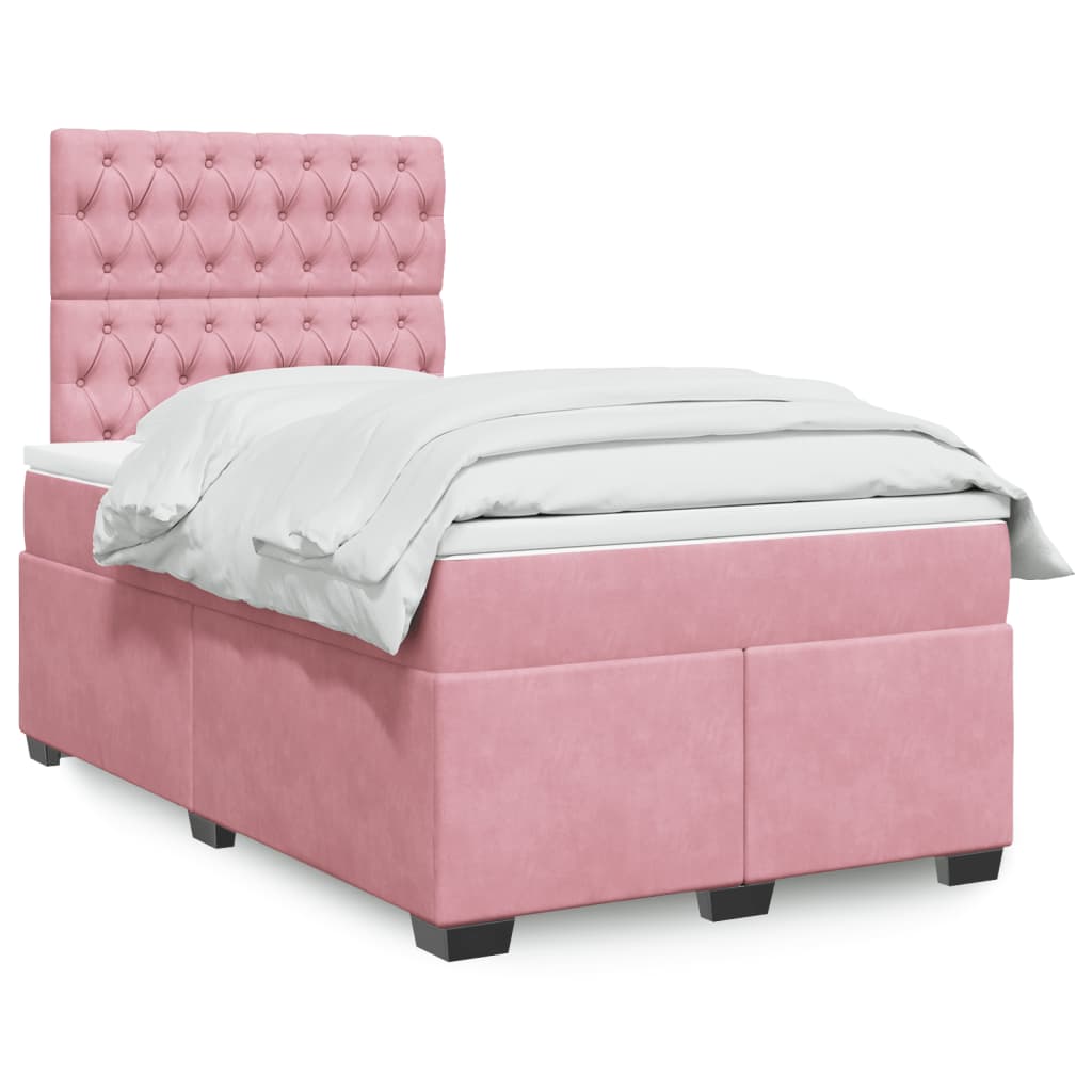 Box Spring Postel S Matrací Samet Růžová