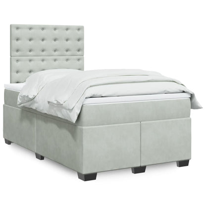 Box Spring Postel S Matrací Samet Světle Šedá