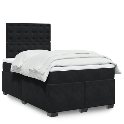 Box Spring Postel S Matrací Černá Samet Černá