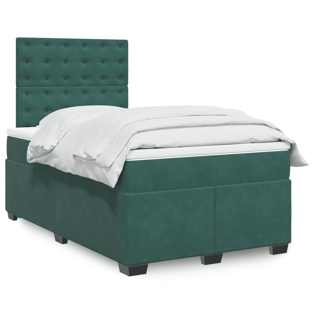 Box Spring Postel S Matrací Samet Tmavě Zelená