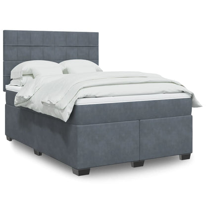 Box Spring Postel S Matrací Samet Tmavě Šedá