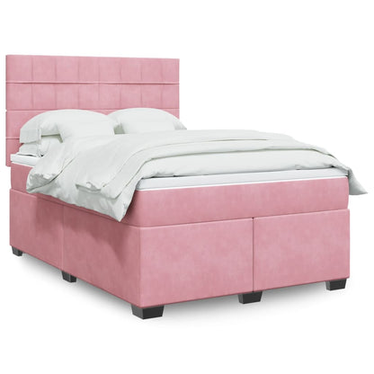 Box Spring Postel S Matrací Samet Růžová