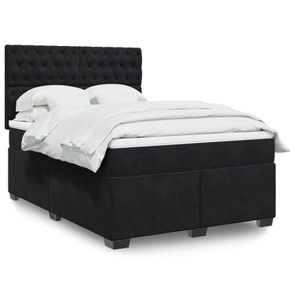 Box Spring Postel S Matrací Černá Samet Černá