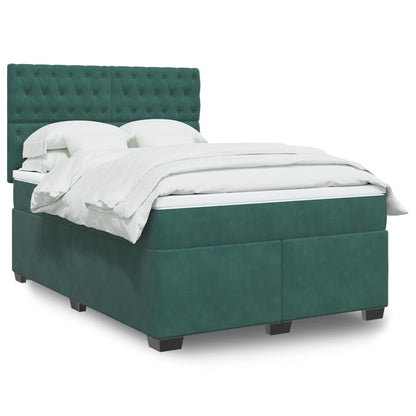 Box Spring Postel S Matrací Samet Tmavě Zelená