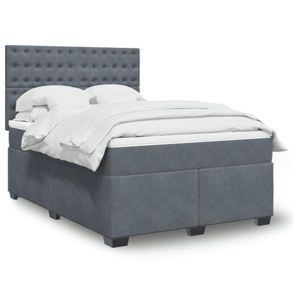 Box Spring Postel S Matrací Samet Tmavě Šedá