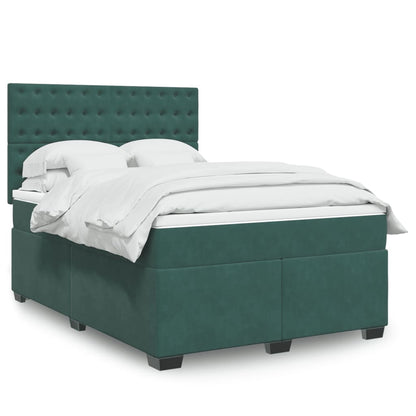 Box Spring Postel S Matrací Samet Tmavě Zelená