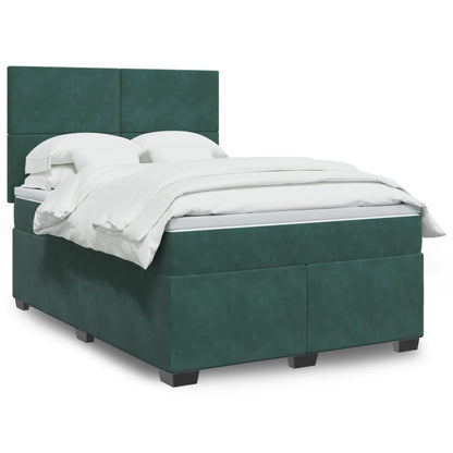 Box Spring Postel S Matrací Samet Tmavě Zelená