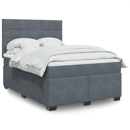 Box Spring Postel S Matrací Samet Tmavě Šedá