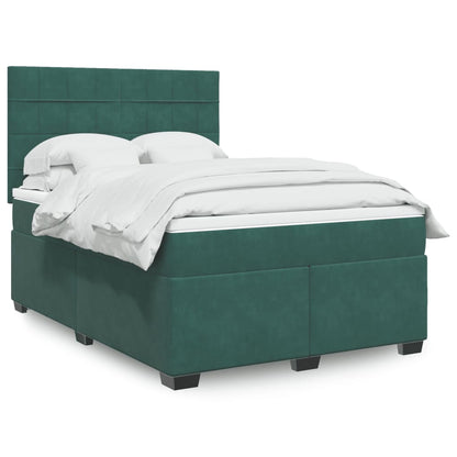 Box Spring Postel S Matrací Samet Tmavě Zelená