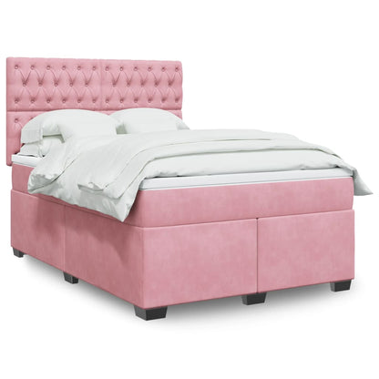 Box Spring Postel S Matrací Samet Růžová
