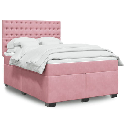 Box Spring Postel S Matrací Samet Růžová