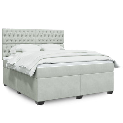 Box Spring Postel S Matrací Samet Světle Šedá