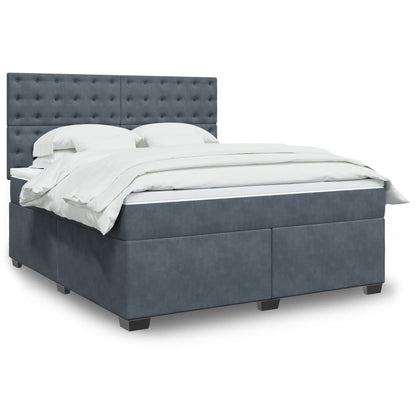 Box Spring Postel S Matrací Samet Tmavě Šedá