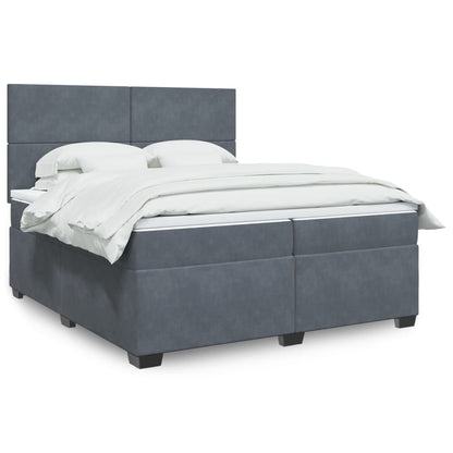 Box Spring Postel S Matrací Samet Tmavě Šedá