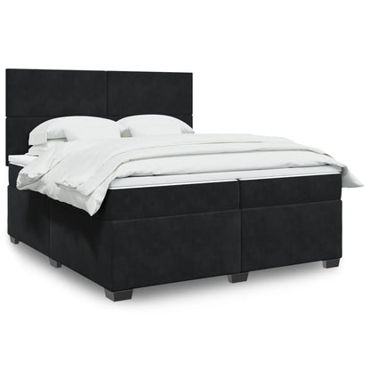 Box Spring Postel S Matrací Černá Samet Černá