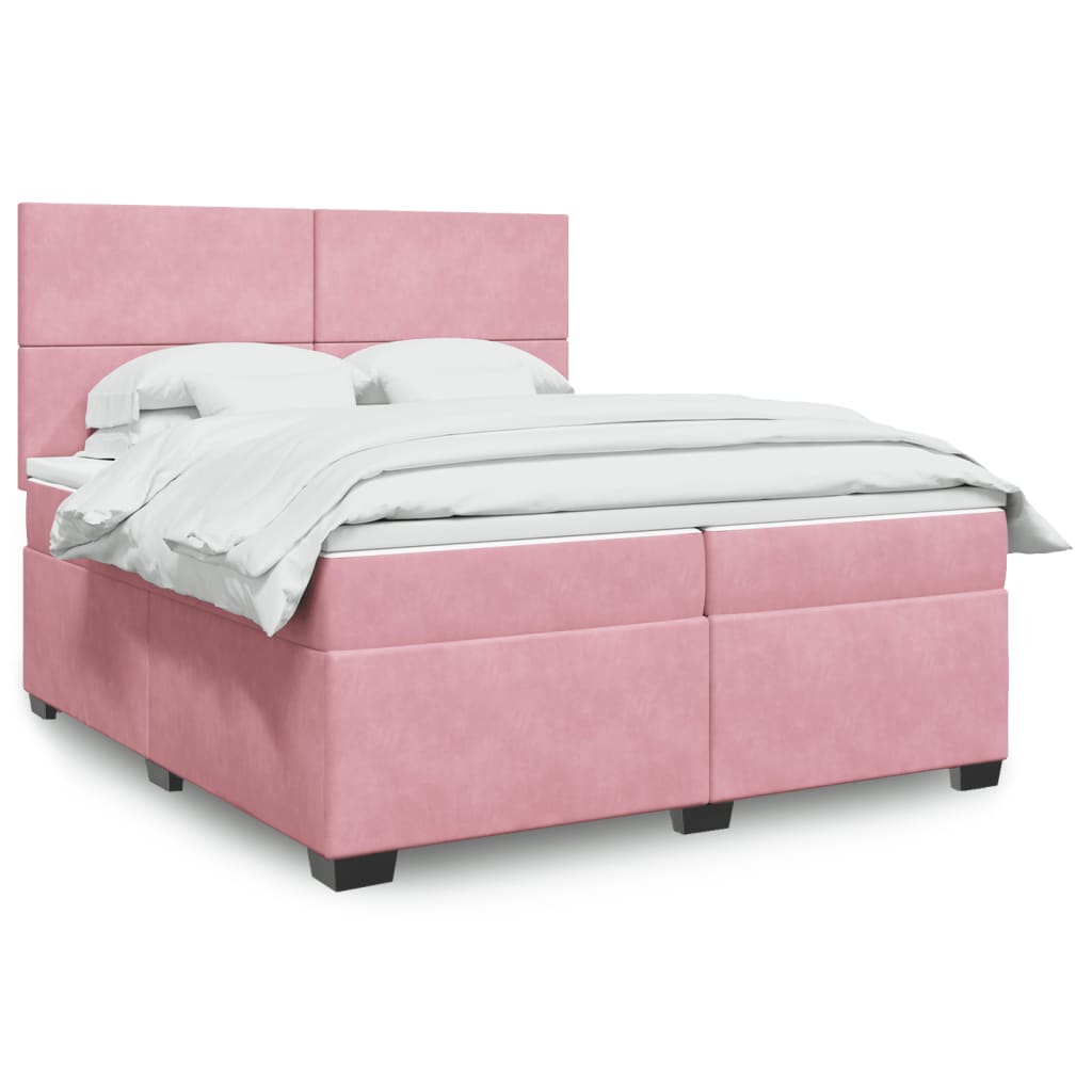 Box Spring Postel S Matrací Samet Růžová