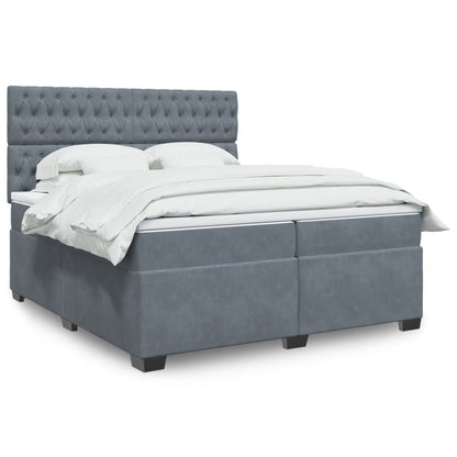 Box Spring Postel S Matrací Samet Tmavě Šedá