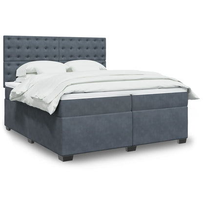 Box Spring Postel S Matrací Samet Tmavě Šedá