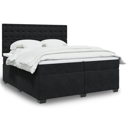 Box Spring Postel S Matrací Černá Samet Černá