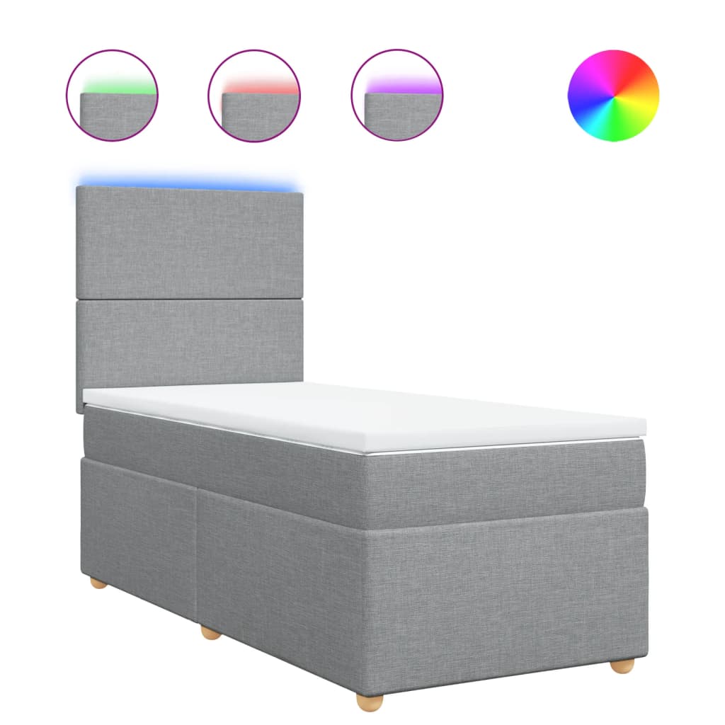 Box Spring Postel S Matrací Textil Světle Šedá