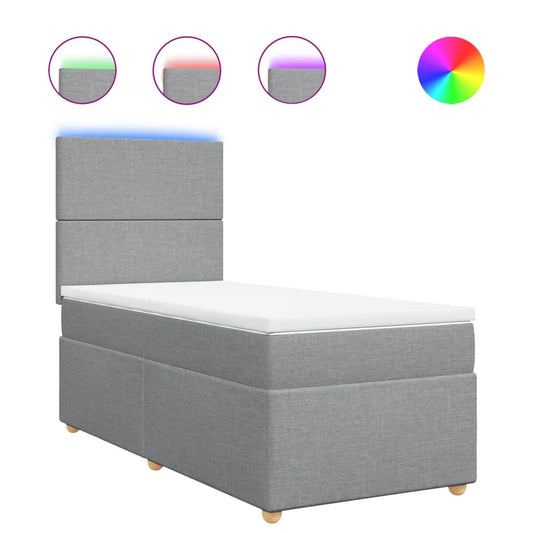 Box Spring Postel S Matrací Textil Světle Šedá
